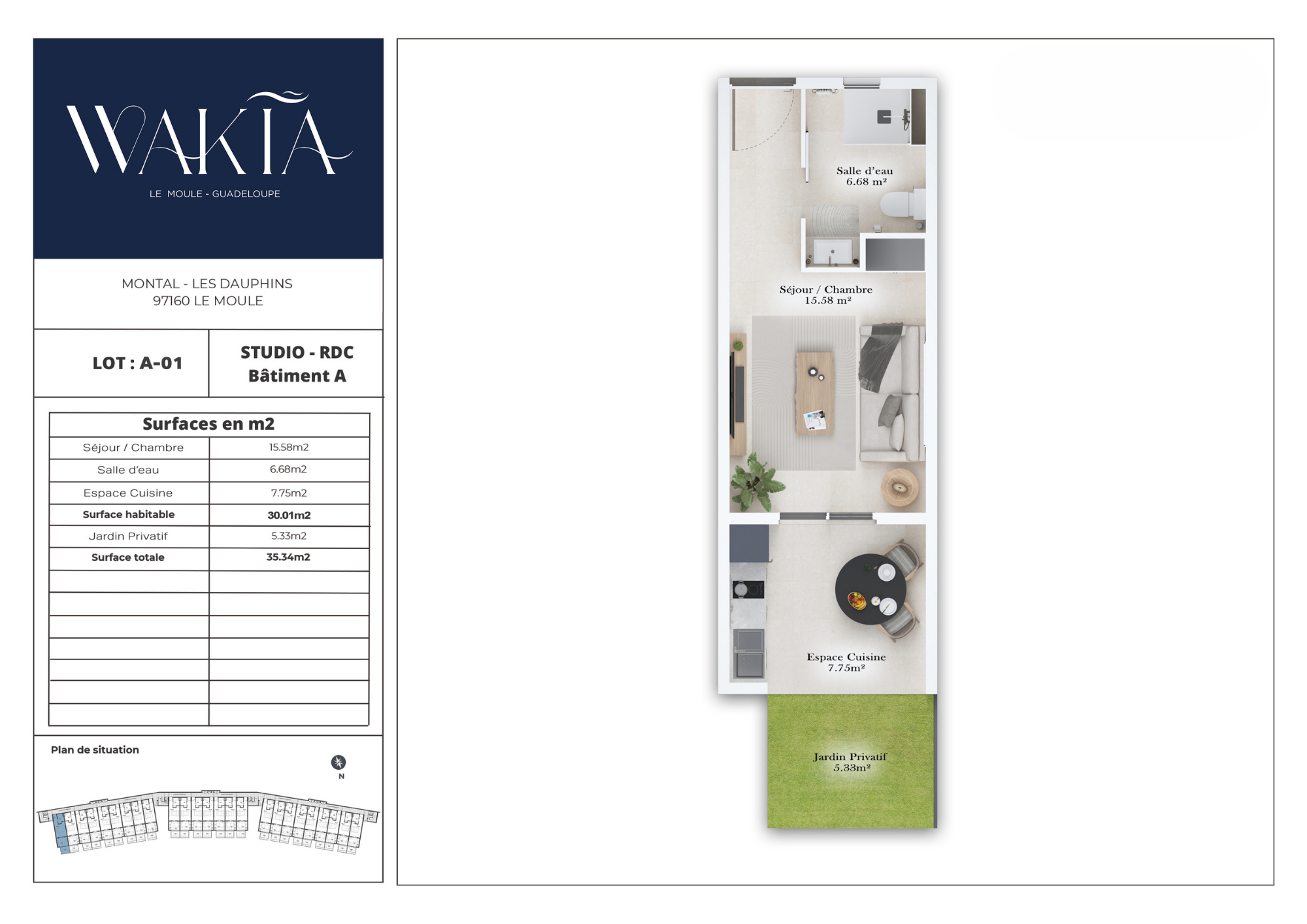 Appartement 1 Pièce(s) Le Moule