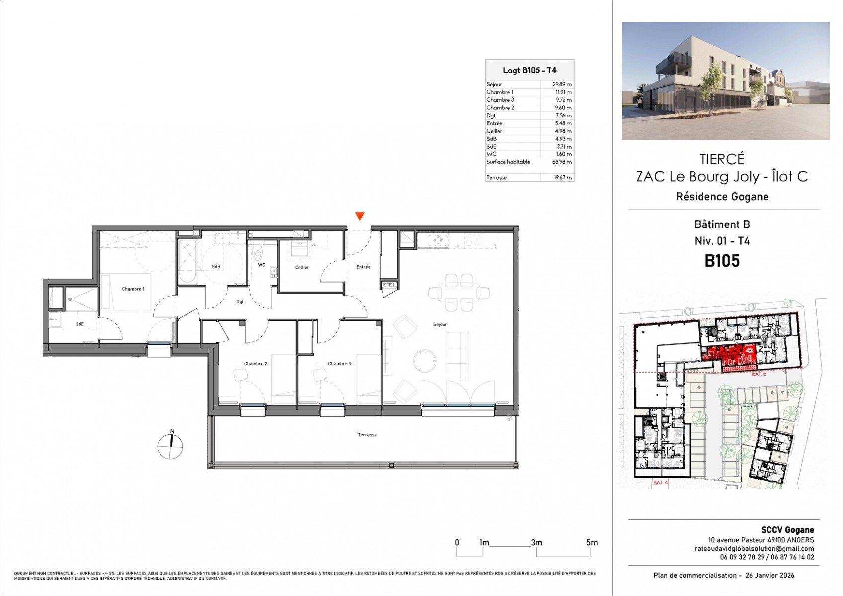 Appartement 4 Pièce(s) TIERCE
