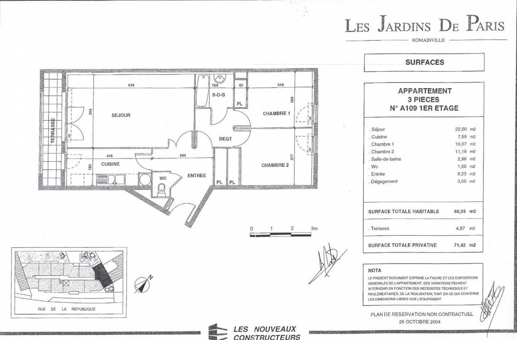 Appartement 3 Pièce(s) ROMAINVILLE