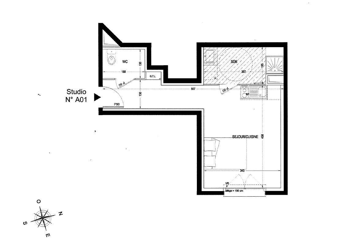 Appartement 1 Pièce(s) ROMAINVILLE