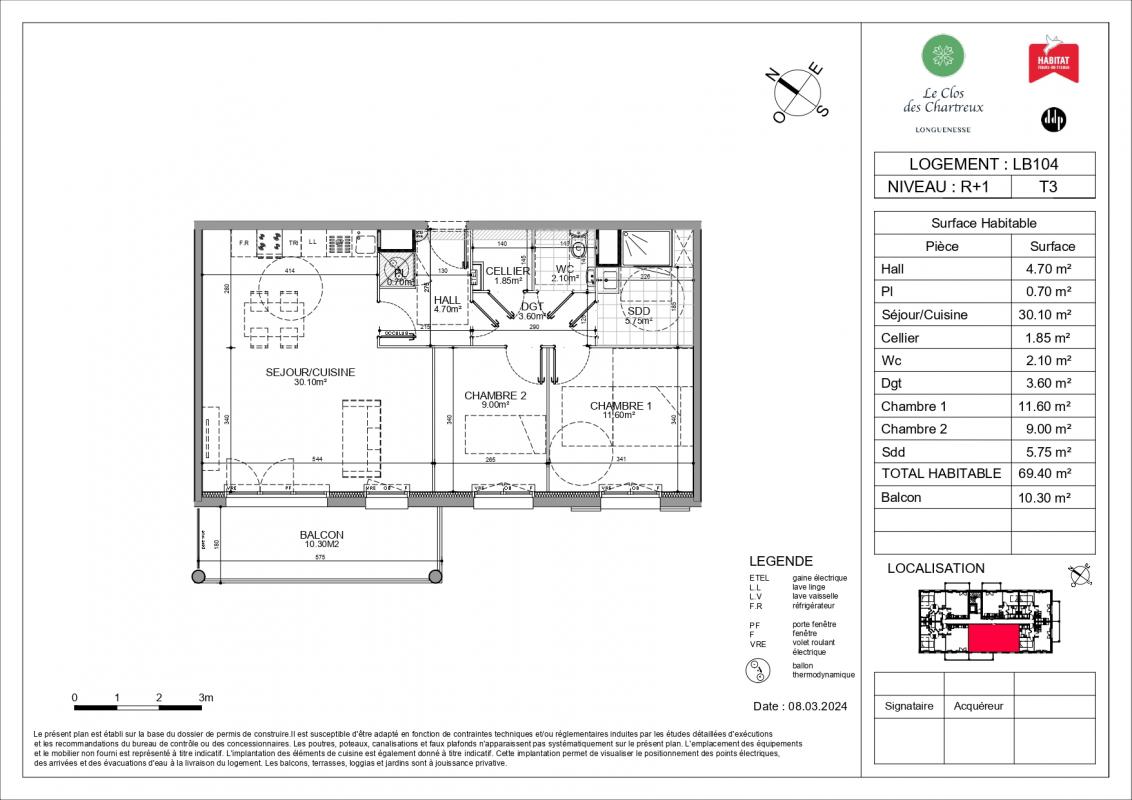 Appartement 3 Pièce(s) Longuenesse - Photo 2