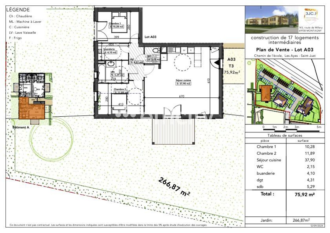 Appartement 3 Pièce(s) Saint-Just