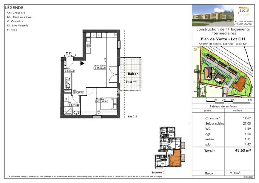 Appartement 2 Pièce(s) Saint-Just
