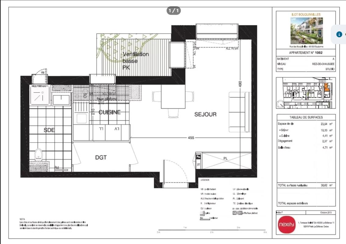 Appartement 1 Pièce(s) Eaubonne