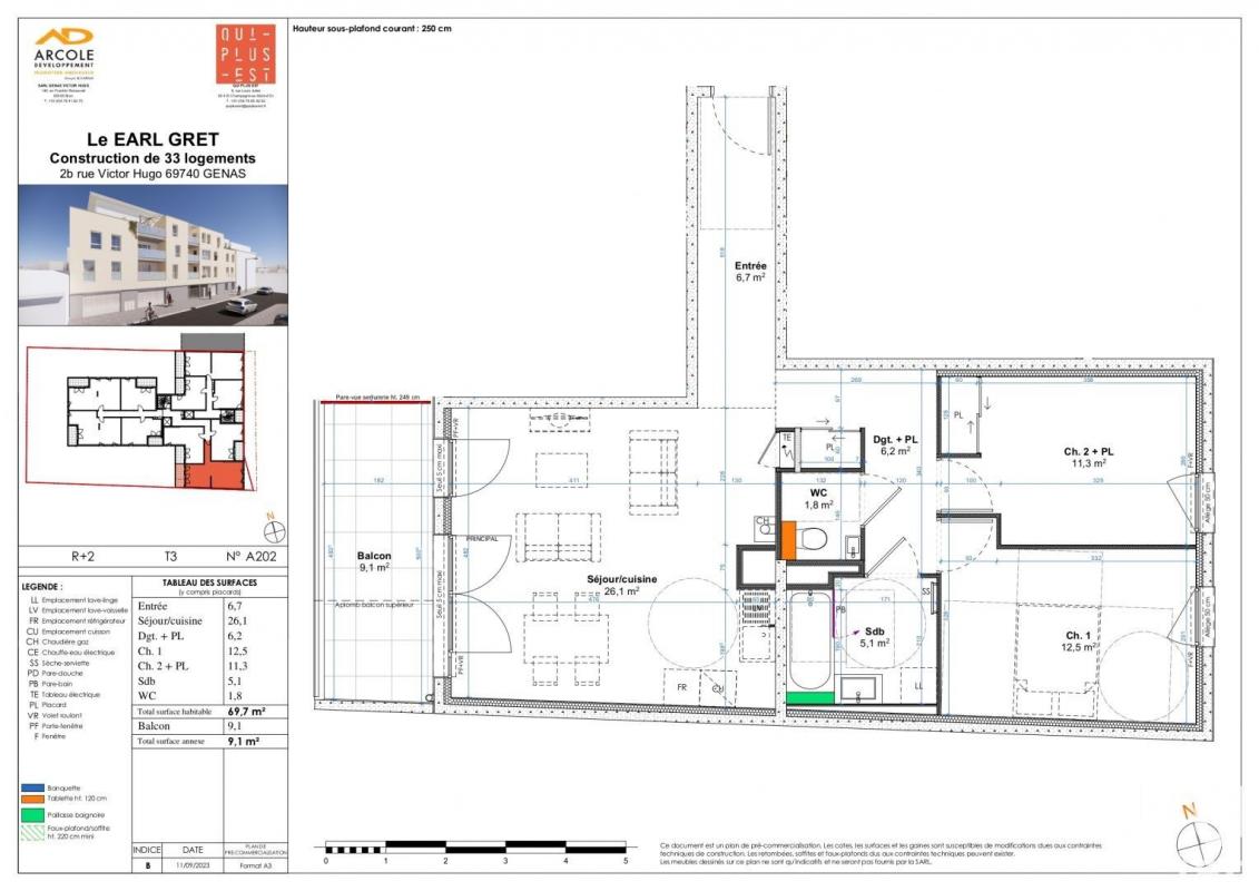 Appartement 3 Pièce(s) Genas