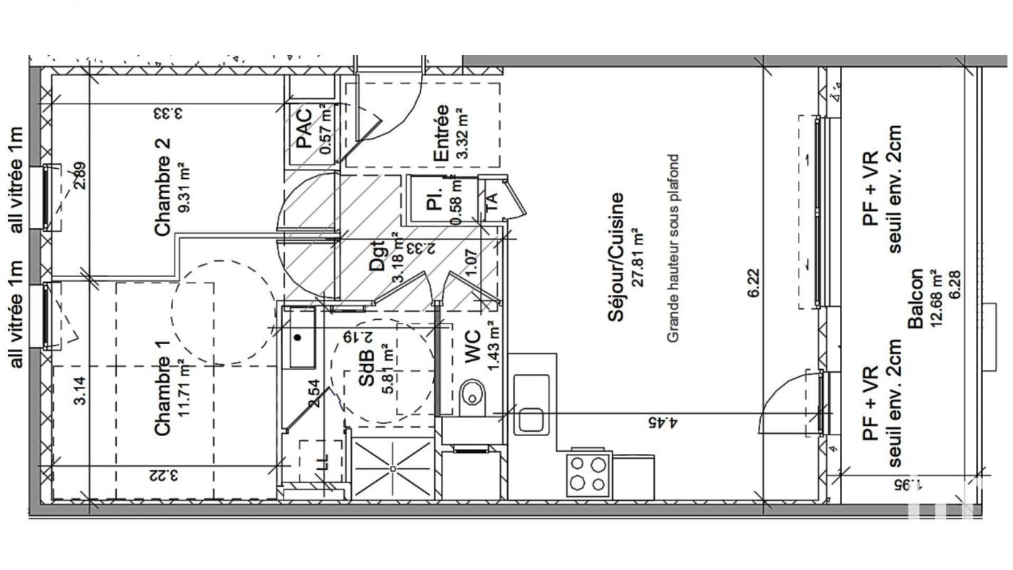 Appartement 3 Pièce(s) Vif