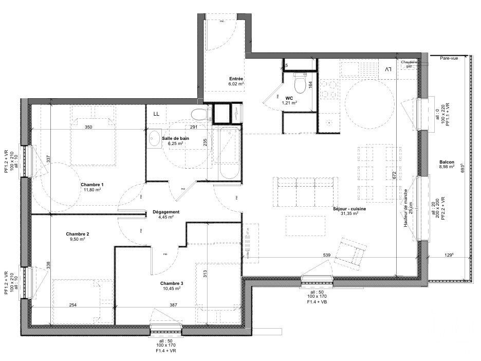 Appartement 4 Pièce(s) Marly-la-Ville