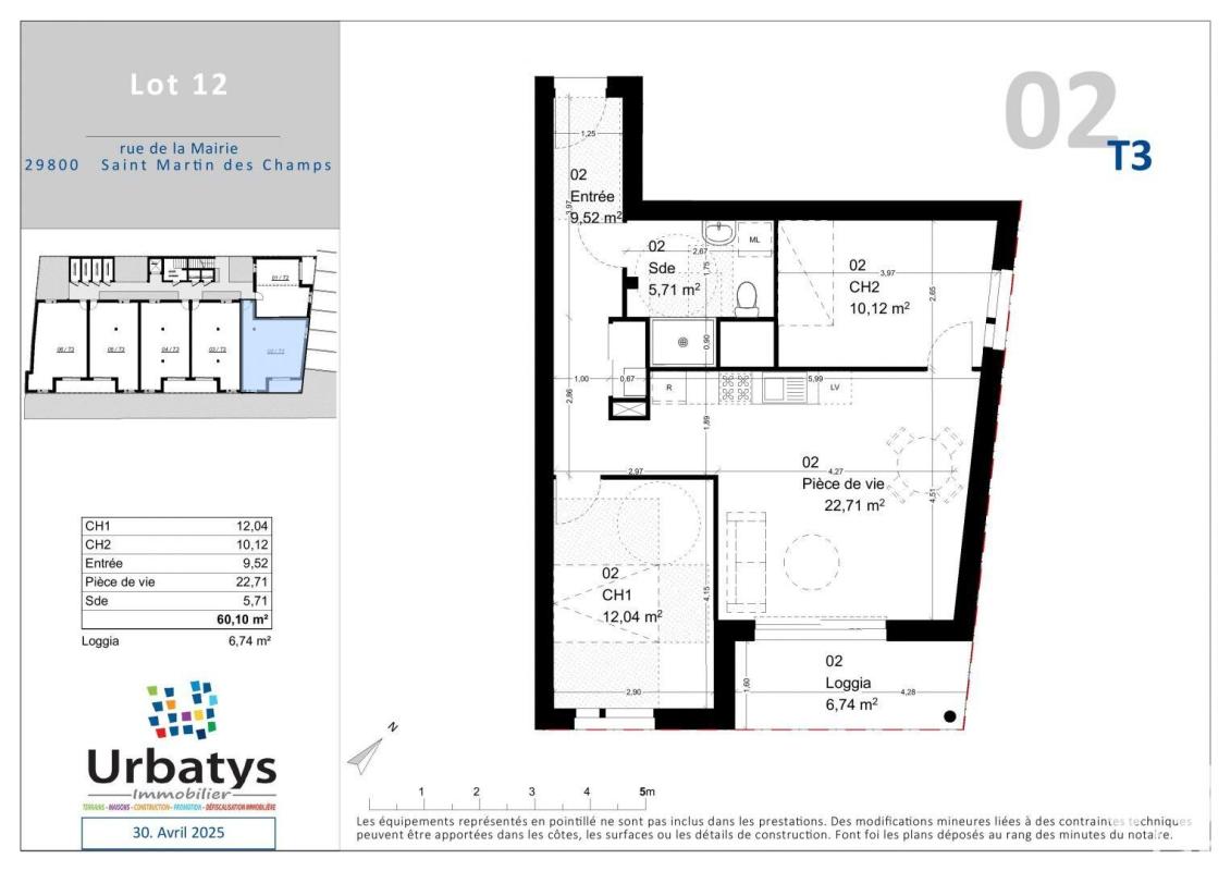 Appartement 3 Pièce(s) Saint-Martin-des-Champs