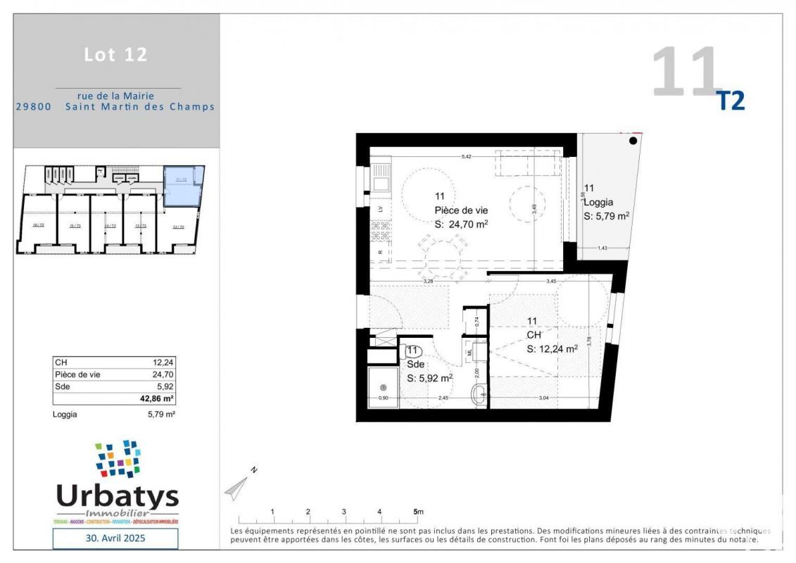 Appartement 2 Pièce(s) Saint-Martin-des-Champs