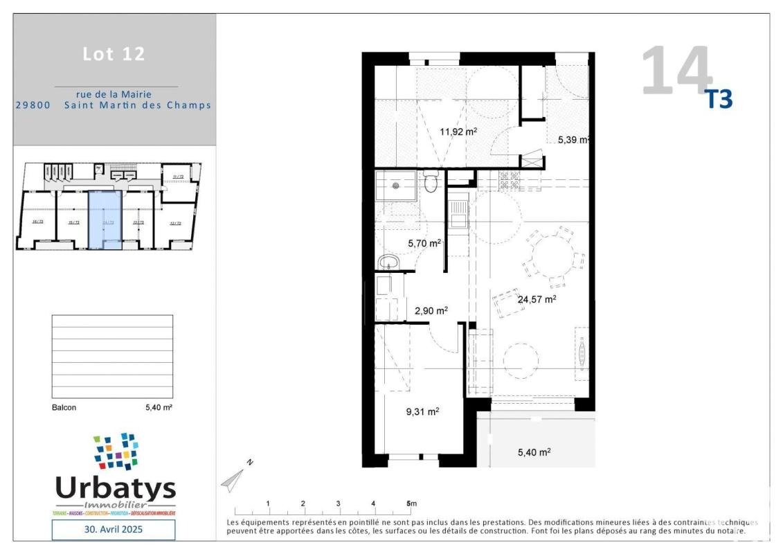 Appartement 3 Pièce(s) Saint-Martin-des-Champs