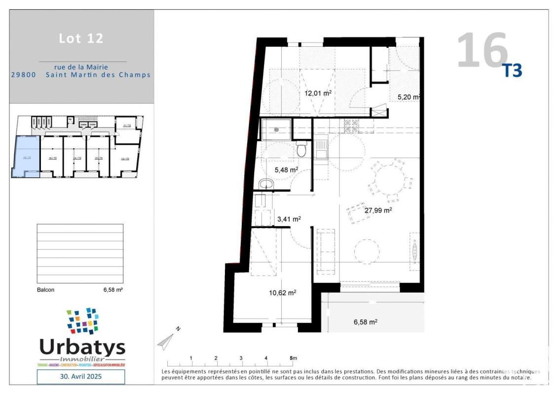Appartement 3 Pièce(s) Saint-Martin-des-Champs