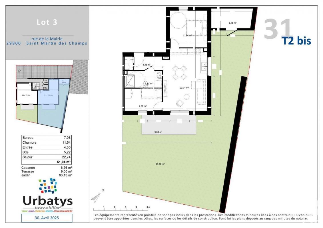 Appartement 3 Pièce(s) Saint-Martin-des-Champs