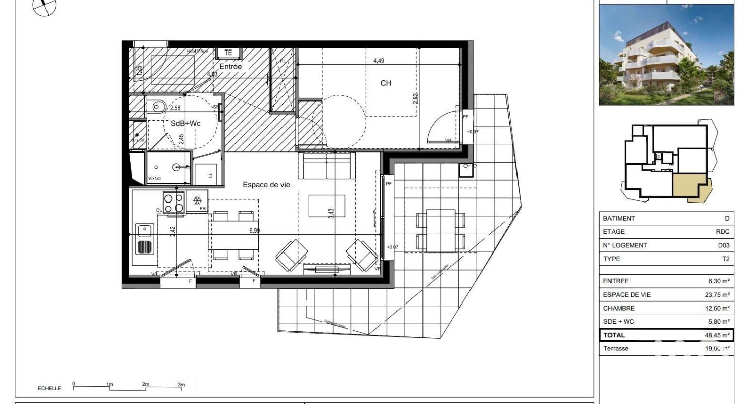 Appartement 2 Pièce(s) Ville-la-Grand