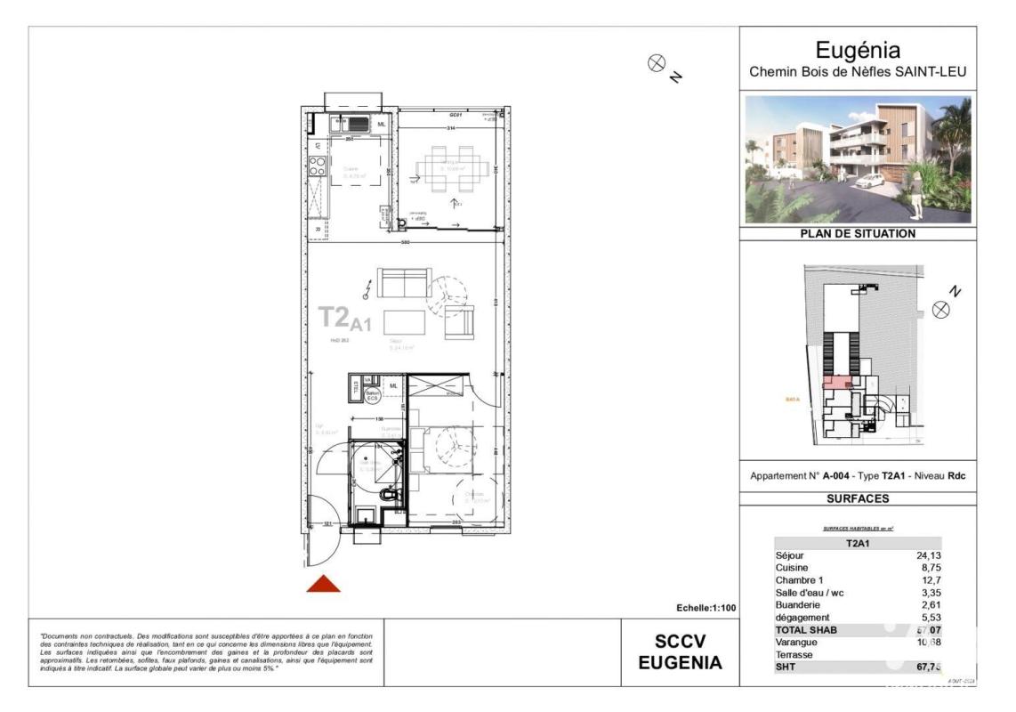 Appartement 2 Pièce(s) Saint-Leu