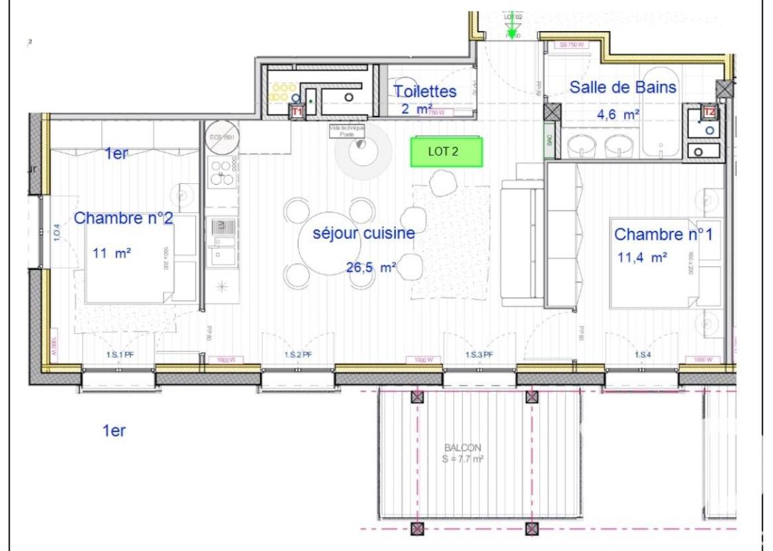 Appartement 3 Pièce(s) La Morte