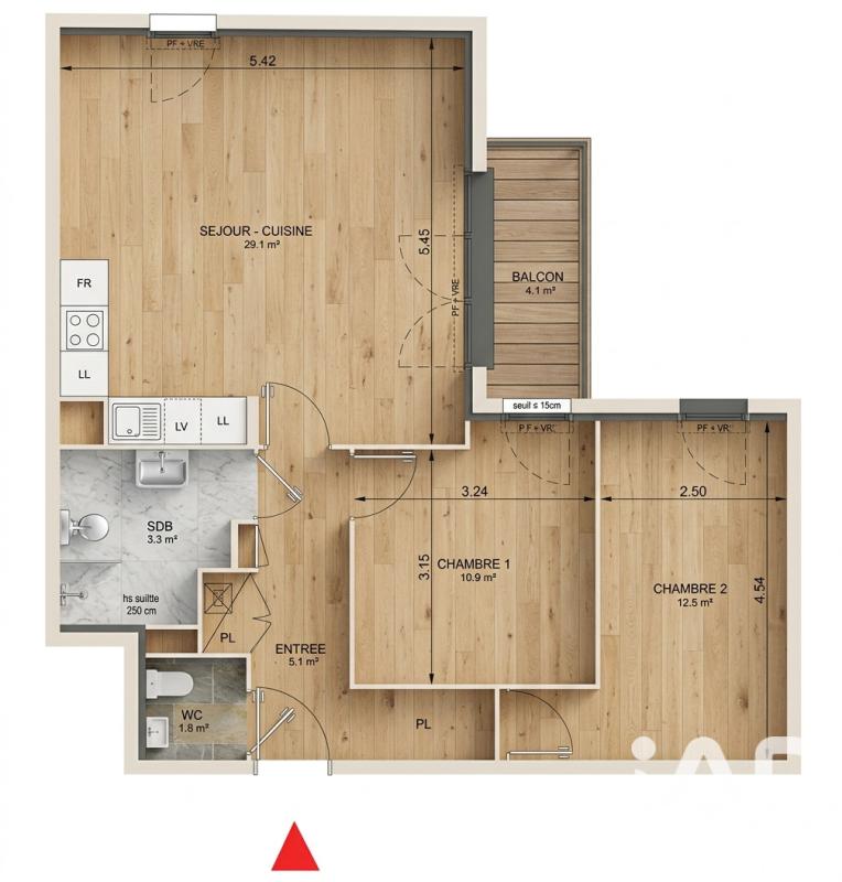 Appartement 3 Pièce(s) Villeneuve-la-Garenne