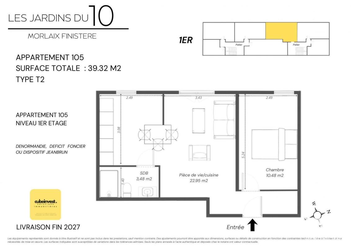 Appartement 2 Pièce(s) Morlaix